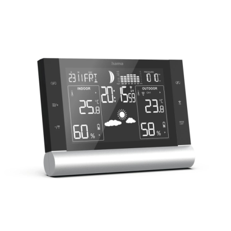 Station météo Hama Black Line Plus - Horloge - Prévisions météo - Capteur extérieur - Radiofréquence - Thermomètre - Hygromètre