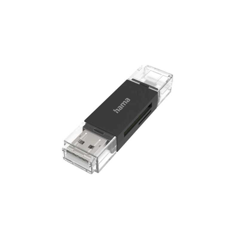 Lecteur de cartes USB-A Hama Essential - Compatible SD et microSD - Système OTG - 19,05 x 10,99 x 73,6 mm - Noir