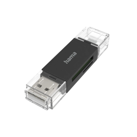 Lecteur de cartes USB-A Hama Essential - Compatible SD et microSD - Système OTG - 19,05 x 10,99 x 73,6 mm - Noir