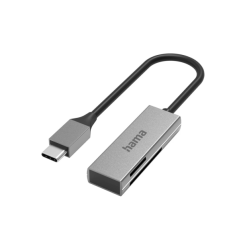 Lecteur de cartes USB-C Hama Prime - Compatible SD et micro-SD - 16,2 x 7,9 x 47,2 mm - Argent