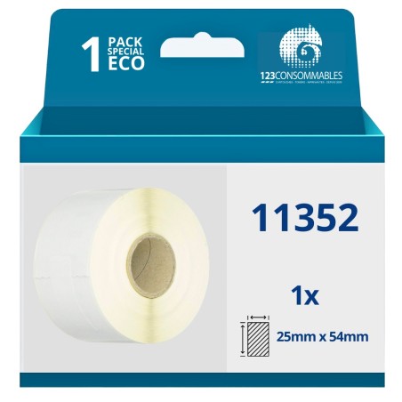 ✅ Rouleau étiquette compatible DYMO 11352 grandes étiquettes de retour, 25mm x 54mm couleur Blanc en stock