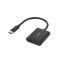 Adaptateur audio Hama Essential 2-en-1 - USB-C mâle - USB-C femelle - Prise jack 3,5 mm femelle - Alimentation - Noir