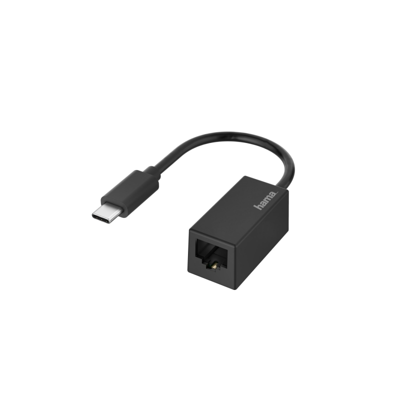 Adaptateur réseau Hama - USB-C mâle vers Ethernet RJ45 femelle - Noir