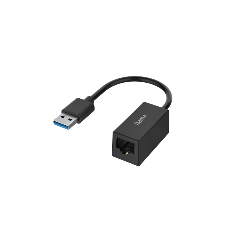 Adaptateur réseau Hama Essential - USB-A mâle - Ethernet RJ45 femelle - Vitesse jusqu'à 1 Gbit/s - Noir