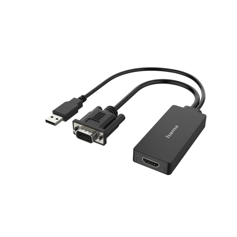 Adaptateur vidéo Hama Essential - Entrée VGA et USB-A mâle - Sortie HDMI femelle - Noir