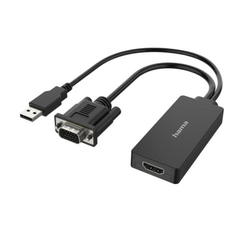 Adaptateur vidéo Hama Essential - Entrée VGA et USB-A mâle - Sortie HDMI femelle - Noir
