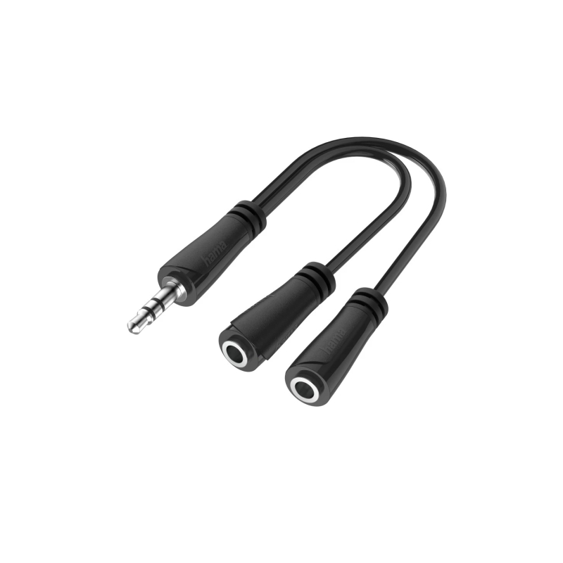 Câble adaptateur audio Hama Essential - 0,15 m - 2 prises femelles 3,5 mm - 1 prise mâle 3,5 mm - Stéréo - Noir