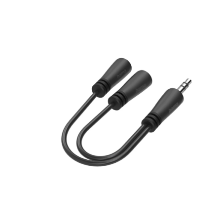 Câble adaptateur audio Hama Essential - 0,15 m - 2 prises femelles 3,5 mm - 1 prise mâle 3,5 mm - Stéréo - Noir