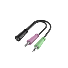 Câble adaptateur audio Hama Essential - 0,15 m - 2 prises jack mâles 3,5 mm - 1 prise jack femelle 3,5 mm - Noir