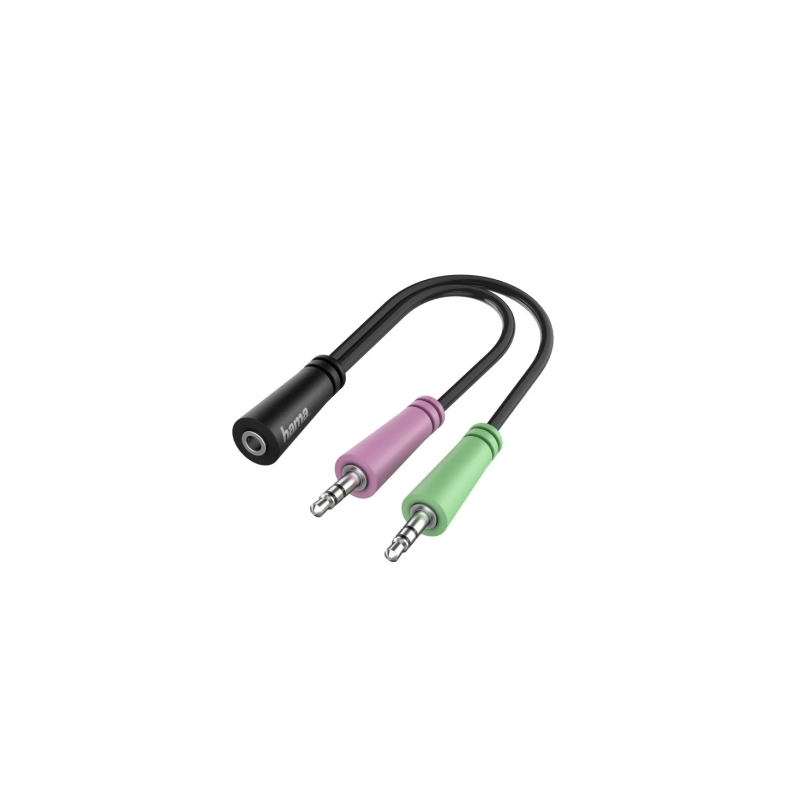 Câble adaptateur audio Hama Essential - 0,15 m - 2 prises jack mâles 3,5 mm - 1 prise jack femelle 3,5 mm - Noir