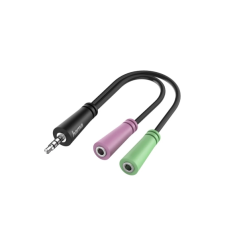 Câble adaptateur audio Hama Essential - 0,15 m - 2 prises femelles 3,5 mm - 1 prise mâle 3,5 mm - 3 pôles - Noir
