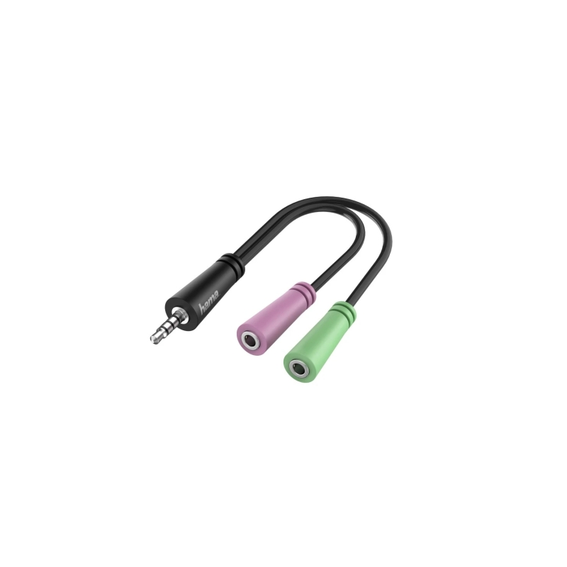 Câble adaptateur audio Hama Essential - 0,15 m - 2 prises femelles 3,5 mm - 1 prise mâle 3,5 mm - 3 pôles - Noir