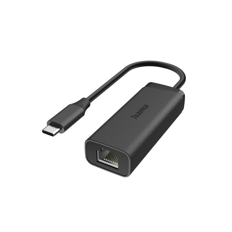Adaptateur réseau Hama Essential - USB-C mâle vers Ethernet RJ45 femelle - Vitesse jusqu'à 2,5 Gbit/s - Noir