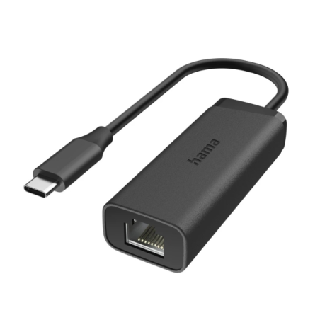 Adaptateur réseau Hama Essential - USB-C mâle vers Ethernet RJ45 femelle - Vitesse jusqu'à 2,5 Gbit/s - Noir