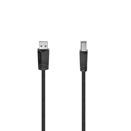 Câble USB Hama Essential - Longueur 1,5 m - USB-A mâle - USB-B mâle - Vitesse jusqu'à 480 Mbps - Double blindage - Noir