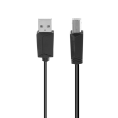 Câble USB Hama Essential - Longueur 3 m - USB-A mâle - USB-B mâle - Vitesse jusqu'à 480 Mbps - Double blindage - Noir