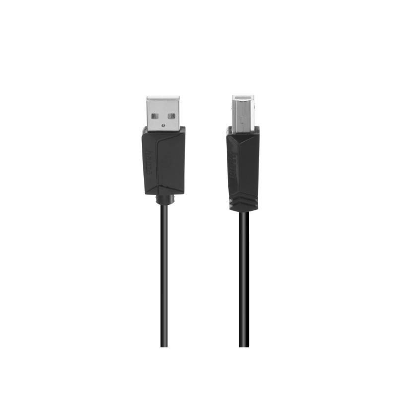 Câble USB Hama Essential - Longueur 3 m - USB-A mâle - USB-B mâle - Vitesse jusqu'à 480 Mbps - Double blindage - Noir