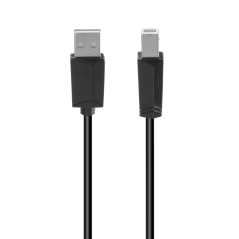 Câble USB Hama Essential - Longueur 3 m - USB-A mâle - USB-B mâle - Vitesse jusqu'à 480 Mbps - Double blindage - Noir