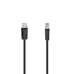 Câble USB Hama Essential - Longueur 5 m - USB-A mâle - USB-B mâle - Vitesse jusqu'à 480 Mbps - Double blindage - Noir