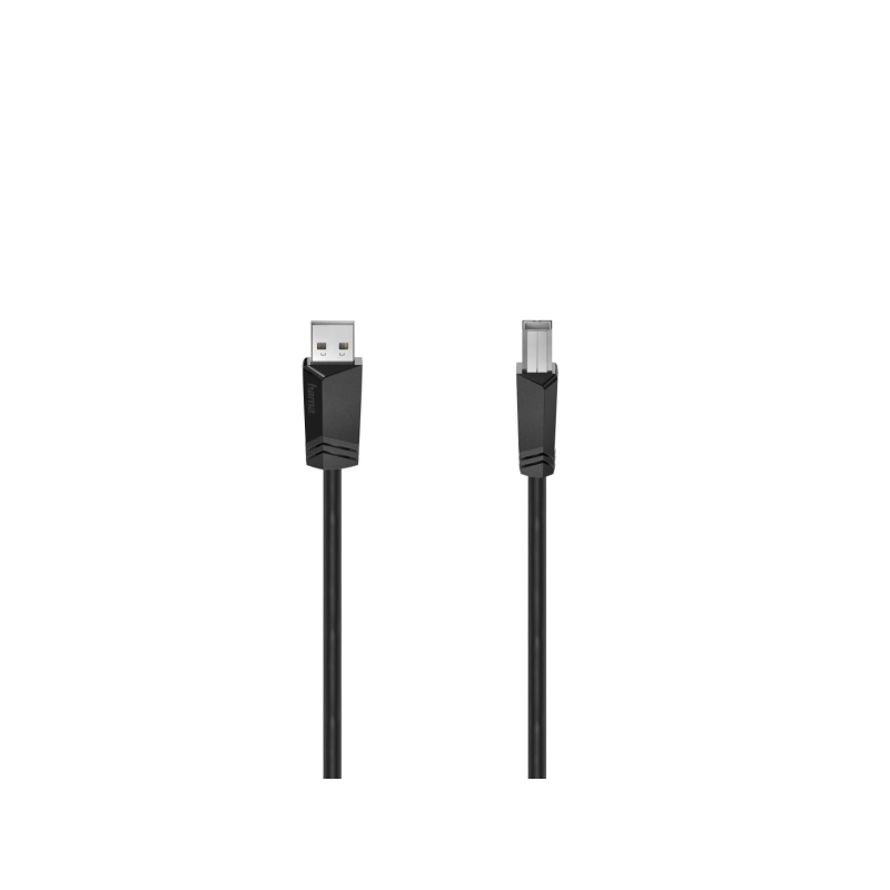 Câble USB Hama Essential - Longueur 5 m - USB-A mâle - USB-B mâle - Vitesse jusqu'à 480 Mbps - Double blindage - Noir