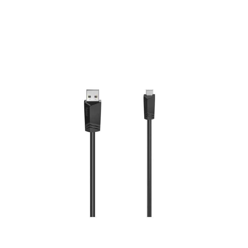 Câble USB Hama Essential - Longueur 1,5 m - USB-A mâle vers mini-USB mâle - Vitesse jusqu'à 480 Mbit/s - Double blindage - Noir