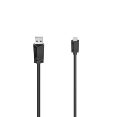 Câble USB Hama Essential - Longueur 1,5 m - USB-A mâle vers micro-USB mâle - Vitesse jusqu'à 480 Mbit/s - Double blindage - Noir