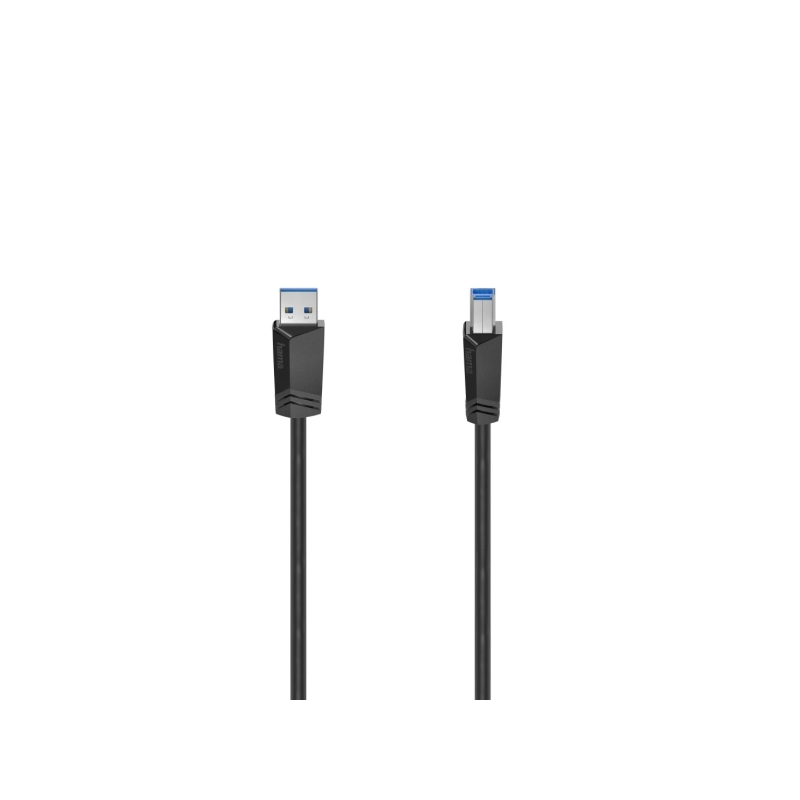 Câble USB Hama Essential - Longueur 1,5 m - USB-A mâle - USB-B mâle - Vitesse jusqu'à 5 Gbit/s - Double blindage - Noir