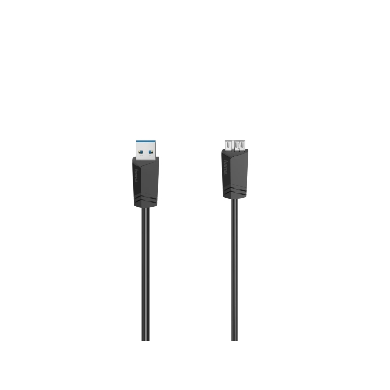 Câble USB Hama Essential - Longueur 0,75 m - USB-A mâle vers micro-USB mâle - Vitesse jusqu'à 5 Gbit/s - Double blindage - Noir