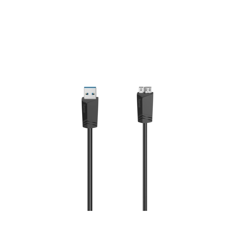 Câble USB Hama Essential - Longueur 1,5 m - USB-A mâle vers micro-USB mâle - Vitesse jusqu'à 5 Gbit/s - Double blindage - Noir