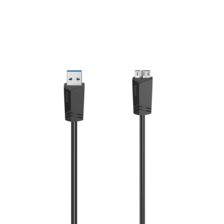 Câble USB Hama Essential - Longueur 1,5 m - USB-A mâle vers micro-USB mâle - Vitesse jusqu'à 5 Gbit/s - Double blindage - Noir