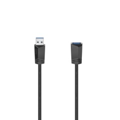 Câble d'extension USB-A mâle/femelle Hama Essential - Longueur 1,5 m - Vitesse jusqu'à 5 Gbit/s - Double blindage - Noir