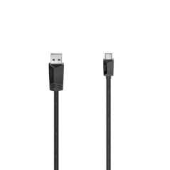 Câble USB Hama Essential - USB-A mâle vers USB-C mâle - Longueur : 0,75 m - Vitesse jusqu'à 5 Gbit/s - Double blindage - Noir