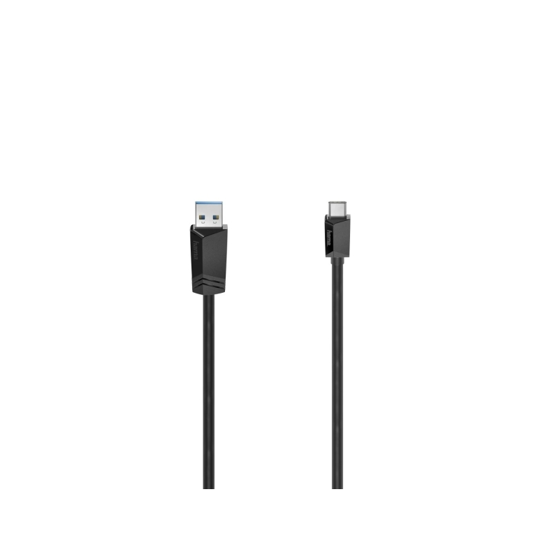 Câble USB Hama Essential - USB-A mâle vers USB-C mâle - Longueur 1,5 m - Vitesse jusqu'à 5 Gbit/s - Double blindage - Noir
