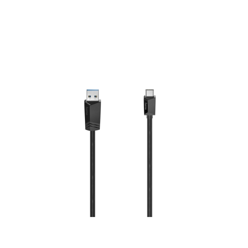 Câble USB Hama Essential - USB-A mâle vers USB-C mâle - Longueur 1 m - Vitesse jusqu'à 10 Gbit/s - Double blindage - Noir