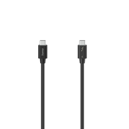 Câble USB-C mâle Hama Essential - Longueur 0,80 m - Vitesse jusqu'à 40 Gbit/s - Double blindage - Noir
