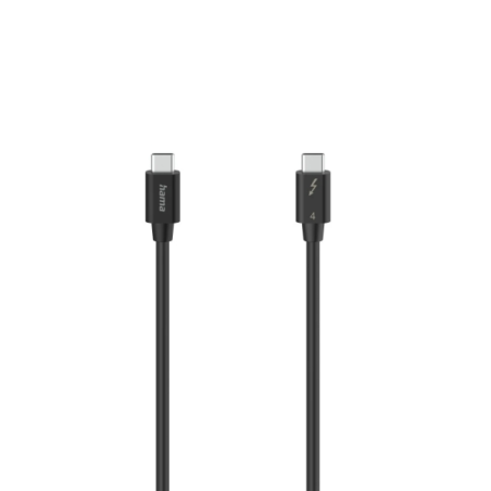 Câble USB-C mâle Hama Essential - Longueur 0,80 m - Vitesse jusqu'à 40 Gbit/s - Double blindage - Noir