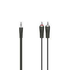 Câble audio Hama Essential - Longueur 1,5 m - Stéréo - Jack mâle 3,5 mm - 2 x RCA mâles - Noir