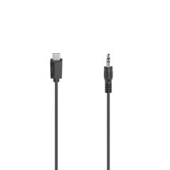 Câble adaptateur audio Hama Essential - 0,75 m - USB-C mâle - Jack 3,5 mm mâle - Stéréo - Noir