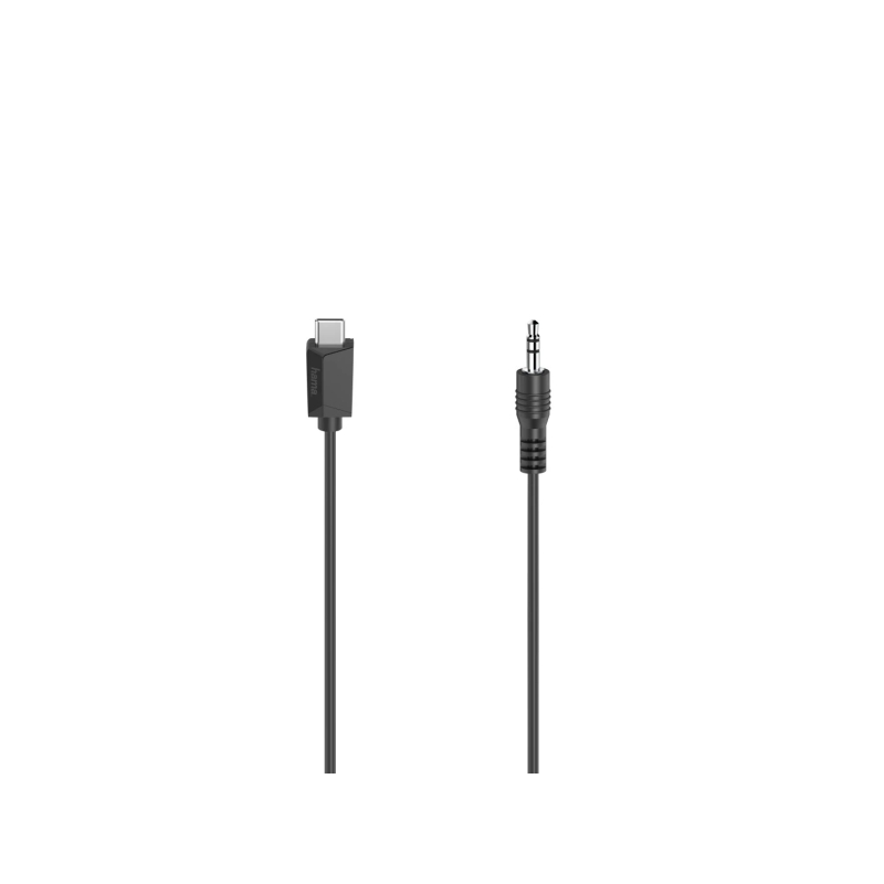 Câble adaptateur audio Hama Essential - 0,75 m - USB-C mâle - Jack 3,5 mm mâle - Stéréo - Noir