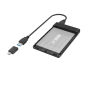 Boîtier externe Hama Essential pour SSD et HDD 2,5" - Câble USB-A de 50 cm - Vitesse jusqu'à 5 Gbit/s - Adaptateur USB-C - 13,3
