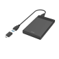 Boîtier externe Hama Essential pour SSD et HDD 2,5" - Câble USB-A de 50 cm - Vitesse jusqu'à 5 Gbit/s - Adaptateur USB-C - 13,3