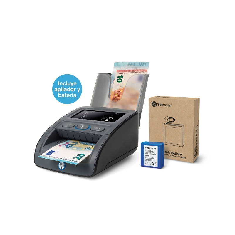 Détecteur automatique de faux billets Safescac 155-S - Pile et empileur inclus - Vérifie, compte et empile