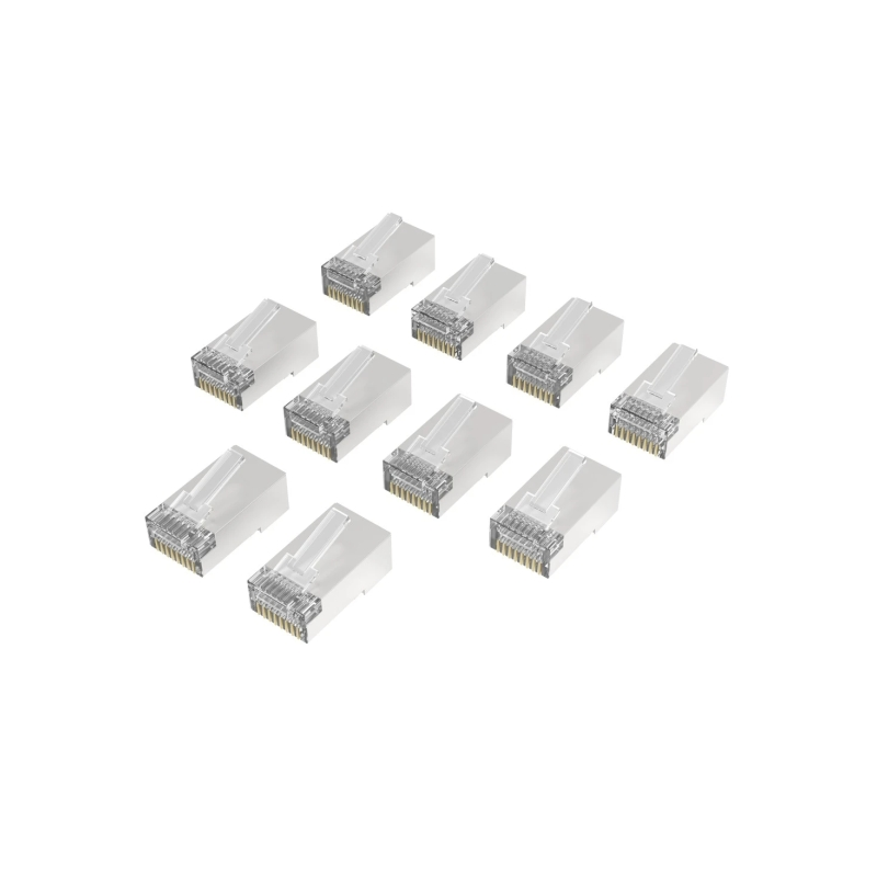 Hama Essential Pack de 10 connecteurs RJ45 - Cat 6A - Blindés - Vitesse jusqu'à 10 Gbit/s - Argent