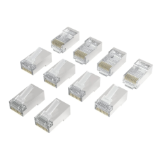 Hama Essential Pack de 10 connecteurs RJ45 - Cat 6A - Blindés - Vitesse jusqu'à 10 Gbit/s - Argent