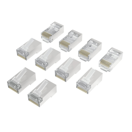 Hama Essential Pack de 10 connecteurs RJ45 - Cat 6A - Blindés - Vitesse jusqu'à 10 Gbit/s - Argent
