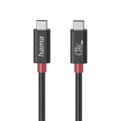 Câble USB-C mâle Hama Essential - Puissance maximale 240 W - Longueur 1 m - Vitesse jusqu'à 80 Gbit/s - Double blindage - Noir