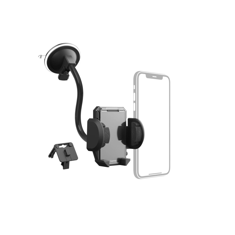 Support de voiture Hama Multi pour smartphones - Poids max. 200 g - Clip de fixation pour grille d'aération - Ventouse pour pare