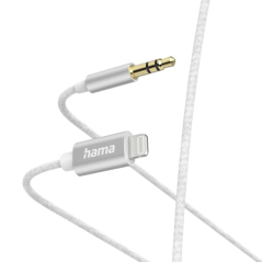 Câble auxiliaire Hama - Connecteur mâle 3,5 mm - Lightning - Longueur 1 m - Blanc