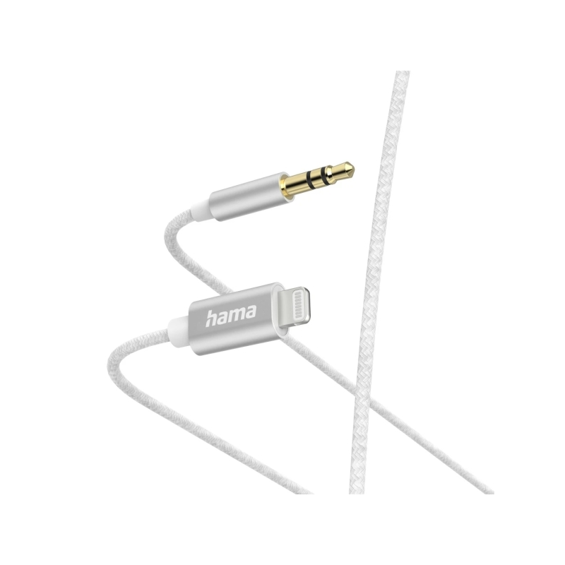 Câble auxiliaire Hama - Connecteur mâle 3,5 mm - Lightning - Longueur 1 m - Blanc