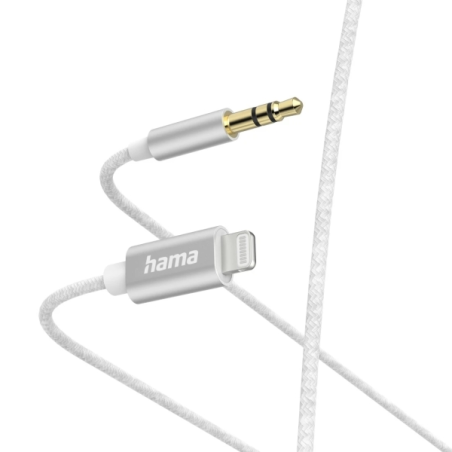 Câble auxiliaire Hama - Connecteur mâle 3,5 mm - Lightning - Longueur 1 m - Blanc